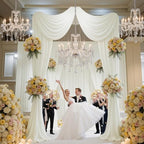 50x16 ft Ivory Backdrop Curtains for Wedding Parties, Birthdays, Halloween in 50x16 ft, alternate view 2