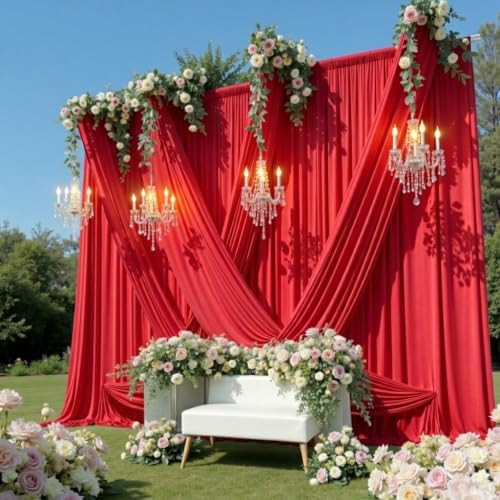 50x16 ft Red Backdrop Curtains for Wedding Parties, Birthdays, Halloween in 50x16 ft, alternate view 2