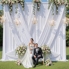 50x16 ft White Backdrop Curtains for Wedding Parties, Birthdays, Halloween in 50x16 ft
