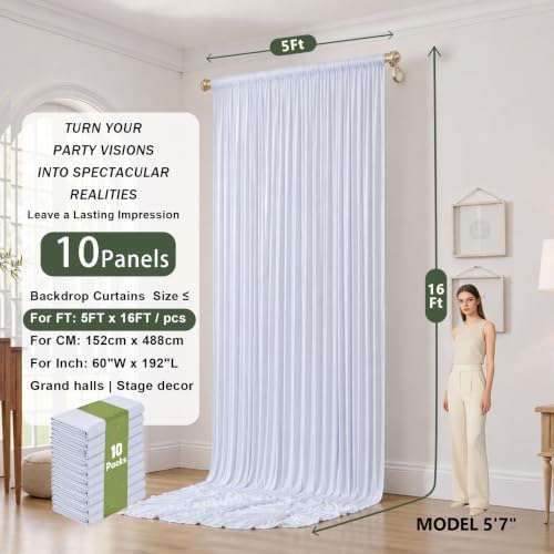 50x16 ft White Backdrop Curtains for Wedding Parties, Birthdays, Halloween in 50x16 ft, alternate view 6