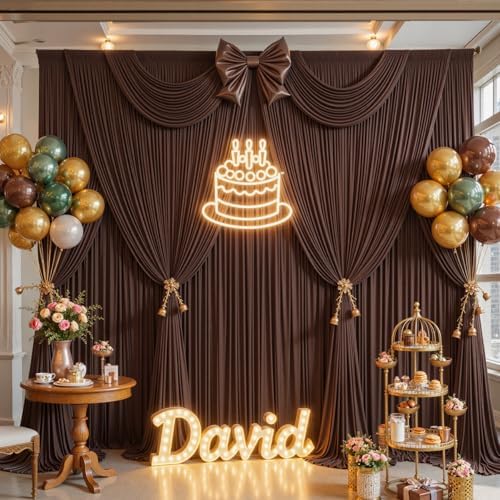 50x8ft Brown Backdrop Curtain for Parties Wrinkle Free Fabric Backdrop Curtain Wedding Photo Backdrop Drapes for, alternate