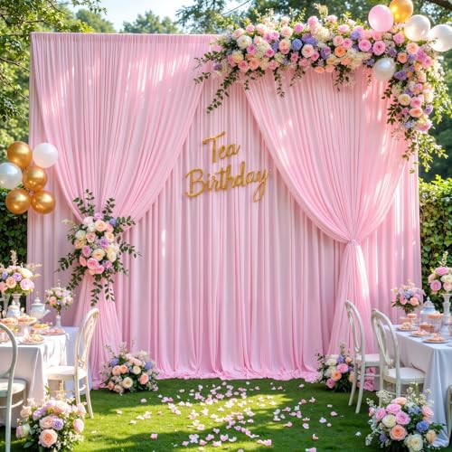 50x8ft Pink Backdrop Curtain for Baby Shower Parties Wrinkle Free Fabric Backdrop Curtain Wedding Photo Backdrop