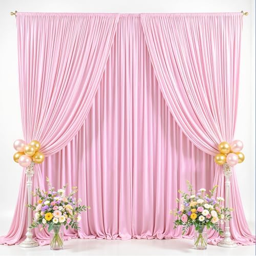 50x8ft Pink Backdrop Curtain for Baby Shower Parties Wrinkle Free Fabric Backdrop Curtain Wedding Photo Backdrop, alternate