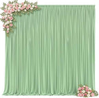 50x8ft Sage Green Backdrop Curtain for Parties Wrinkle Free Fabric Backdrop Curtain Birthday Party Photo, alternate view 6