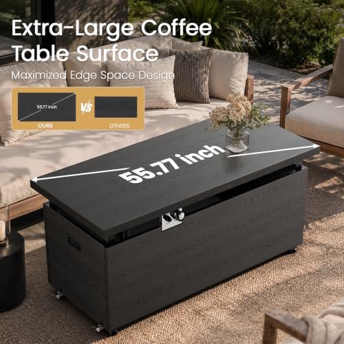 51" 4-in-1 Propane Fire Pit Table, 60000 BTU with Glass Wind Guard, alternate view 5