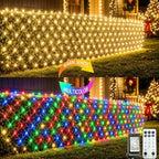 510 LED Christmas Net Lights Dual Color Changing, 28ft x 5ft Mesh Lights Outdoor Clear Wire 11 Modes, Waterproof