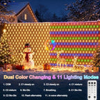 510 LED Christmas Net Lights Dual Color Changing, 28ft x 5ft Mesh Lights Outdoor Clear Wire 11 Modes, Waterproof, alternate
