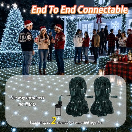 510LED Christmas Net Lights, 28ft x 5ft Net Lights Outdoor 8 Modes, Waterproof Connectable String Lights Green, alternate