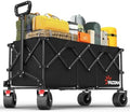 52.4" L Extra Large Collapsible Wagons Carts Foldable, 450lbs Heavy Duty Folding Beach Wagon with All-Terrain