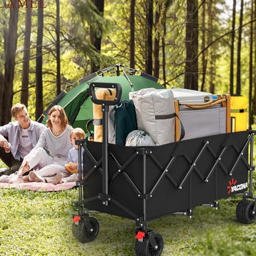 52.4" L Extra Large Collapsible Wagons Carts Foldable, 450lbs Heavy Duty Folding Beach Wagon with All-Terrain, alternate view