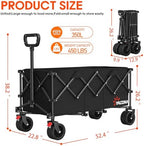 52.4" L Extra Large Collapsible Wagons Carts Foldable, 450lbs Heavy Duty Folding Beach Wagon with All-Terrain, alternate view
