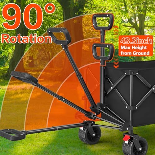 52.4" L Extra Large Collapsible Wagons Carts Foldable, 450lbs Heavy Duty Folding Beach Wagon with All-Terrain, alternate view
