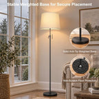 52"-63" Black Adjustable Floor Lamp, Pull Chain Switch, Anti-tip Base, alternate view 3