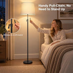 52"-63" Black Adjustable Floor Lamp, Pull Chain Switch, Anti-tip Base, alternate view 4