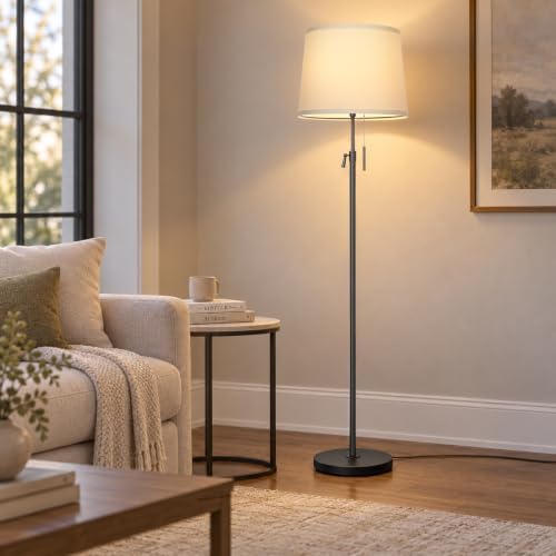 52"-63" Black Adjustable Floor Lamp, Pull Chain Switch, Anti-tip Base, alternate view 6