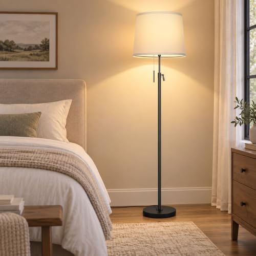52"-63" Black Adjustable Floor Lamp, Pull Chain Switch, Anti-tip Base, alternate view 7