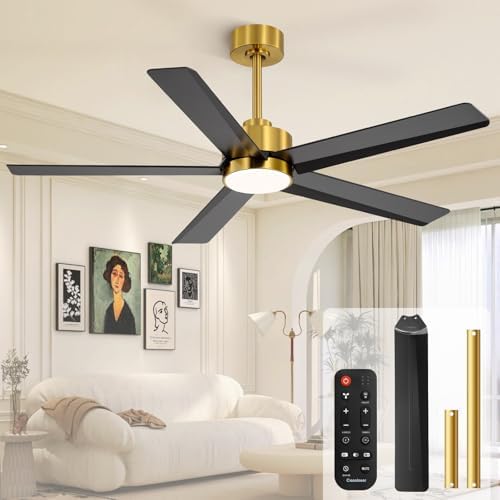 52 Inch Ceiling Fans with Lights and Remote for Bedroom Living Room Kitchen Office, Indoor/Outdoor Use, 3CCT