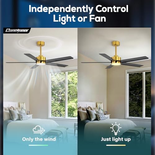 52 Inch Ceiling Fans with Lights and Remote for Bedroom Living Room Kitchen Office, Indoor/Outdoor Use, 3CCT, alternate view