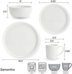 5266100 Samantha Chip-Resistant 16 Piece Set, Service for 4 White in White, alternate view 3