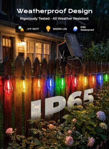 52FT Solar Christmas Lights Outdoor, Last 30+ Hrs Runtime String Lights, alternate view 3