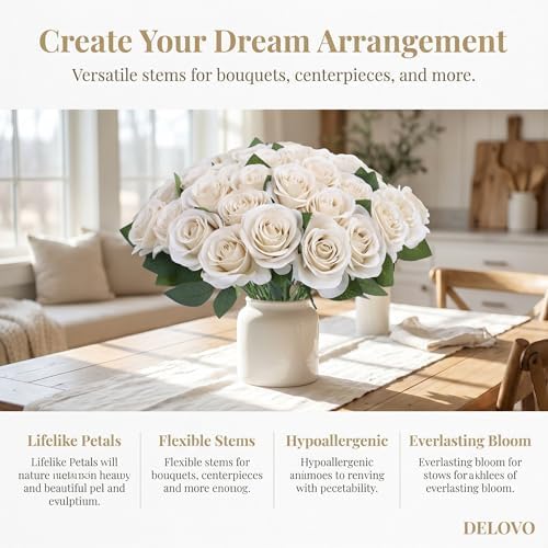 52pcs Beige Roses Artificial Flowers Fake Flowers Silk Roses with Stems for DIY Wedding Bouquets Bridal Shower, alternate