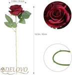 52pcs Burgundy Roses Artificial Flowers Fake Flowers Silk Roses with Stems for DIY Wedding Bouquets Bridal, alternate view 4