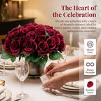 52pcs Burgundy Roses Artificial Flowers Fake Flowers Silk Roses with Stems for DIY Wedding Bouquets Bridal, alternate view 5