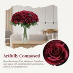 52pcs Burgundy Roses Artificial Flowers Fake Flowers Silk Roses with Stems for DIY Wedding Bouquets Bridal, alternate view 6