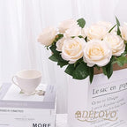 52pcs Champagne Roses Artificial Flowers Fake Flowers Silk Roses with Stems for DIY Wedding Bouquets Bridal, alternate view 3
