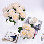 52pcs Champagne Roses Artificial Flowers Fake Flowers Silk Roses with Stems for DIY Wedding Bouquets Bridal, alternate view 7