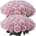 52pcs Dusty Pink Roses Artificial Flowers Ivory Fake Flowers Silk Roses with Stems for DIY Wedding Bouquets