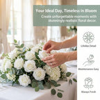 52pcs Ivory Roses Artificial Flowers Ivory White Roses Fake Flowers Silk Roses with Stems for DIY Wedding, alternate view 6