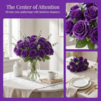 52pcs Purple Roses Artificial Flowers Fake Flowers Silk Roses with Stems for DIY Wedding Bouquets Bridal Shower, alternate