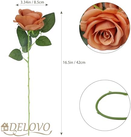 52pcs Terracotta Roses Fall Flowers Artificial Roses Fake Flowers, alternate view 5