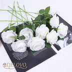 52pcs White Roses Artificial Flowers Ivory Fake Flowers Silk Roses with Stems for DIY Wedding Bouquets Bridal, alternate view