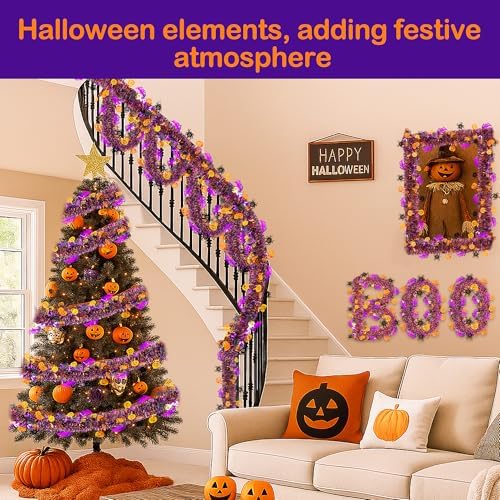 53 Ft Halloween Tinsel Garland Decorations, Shiny Metallic Twist Garland, alternate view 5