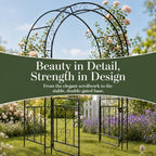 53" x 23" x 84" Metal Garden Arbor Arch, Double Layer with Door for Climbing Plants, Wedding & Patio, Black in, alternate