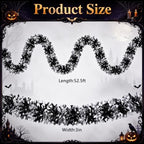 53Ft Black Silver Tinsel Garland, Gothic Halloween Tinsel Garland Decor, alternate view 2