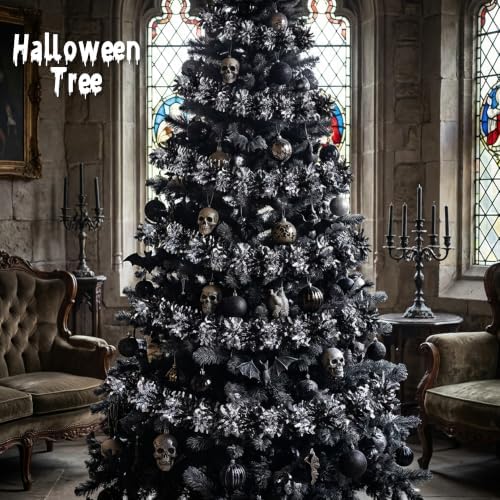 53Ft Black Silver Tinsel Garland, Gothic Halloween Tinsel Garland Decor, alternate view 4