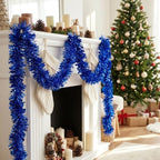 53Ft Blue Christmas Tinsel Garland, Metallic Foil Twist Garland Decoration in Blue, alternate view 6