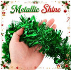 53Ft Green Christmas Tinsel Garland, Metallic Foil Twist Garland Decoration in Green, alternate view 4