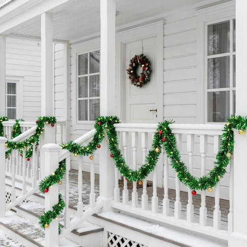 53Ft Green Christmas Tinsel Garland, Metallic Foil Twist Garland Decoration in Green, alternate view 7