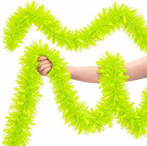 53Ft Light Green Xmas Tinsel Garland, Metallic Foil Twist Garland Decor in Light Green