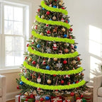 53Ft Light Green Xmas Tinsel Garland, Metallic Foil Twist Garland Decor in Light Green, alternate view 2