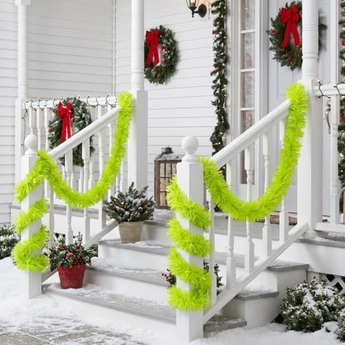 53Ft Light Green Xmas Tinsel Garland, Metallic Foil Twist Garland Decor in Light Green, alternate view 7