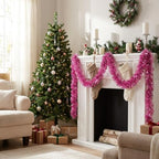 53Ft Pink Christmas Tinsel Garland, Metallic Foil Twist Garland Decoration in Pink, alternate view 6
