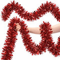 53Ft Red Christmas Tinsel Garland, Metallic Foil Twist Garland Decoration in Red