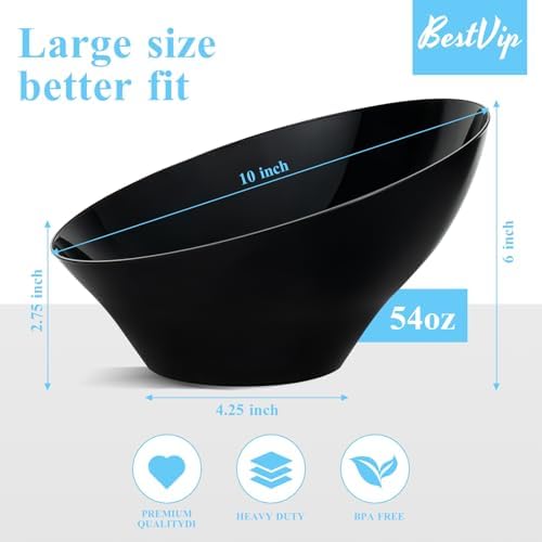 54 Oz Black Plastic Angled Serving Bowls, 12 Pack in 54oz in Black, alternate view 3