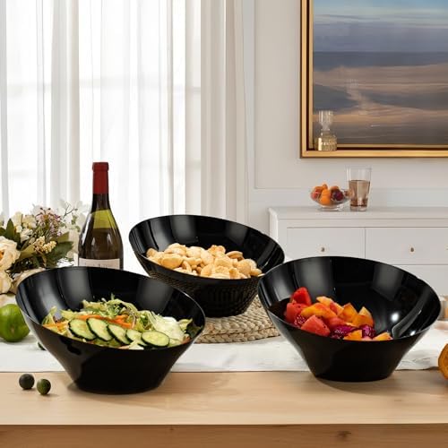 54 Oz Black Plastic Angled Serving Bowls, 12 Pack in 54oz in Black, alternate view 6
