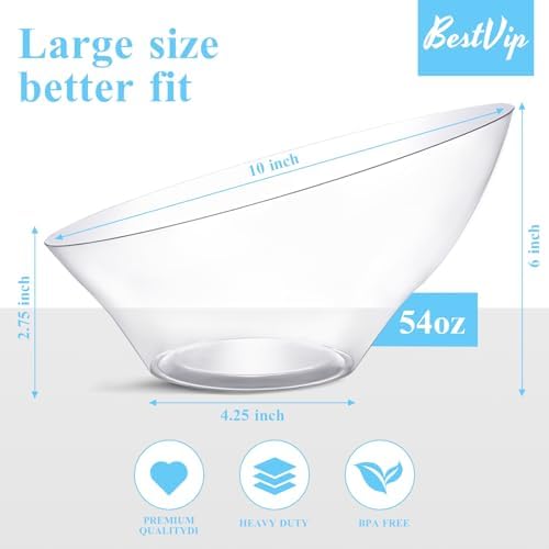 54 Oz Clear Plastic Angled Serving Bowls, 12 Pack in 54oz in Clear, alternate view 3